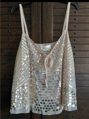Anthropologie sequin sheer tank sz Medium